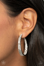 Load image into Gallery viewer, Paparazzi Accessories-GLITZY By Association - White Blockbuster Hoop Earing